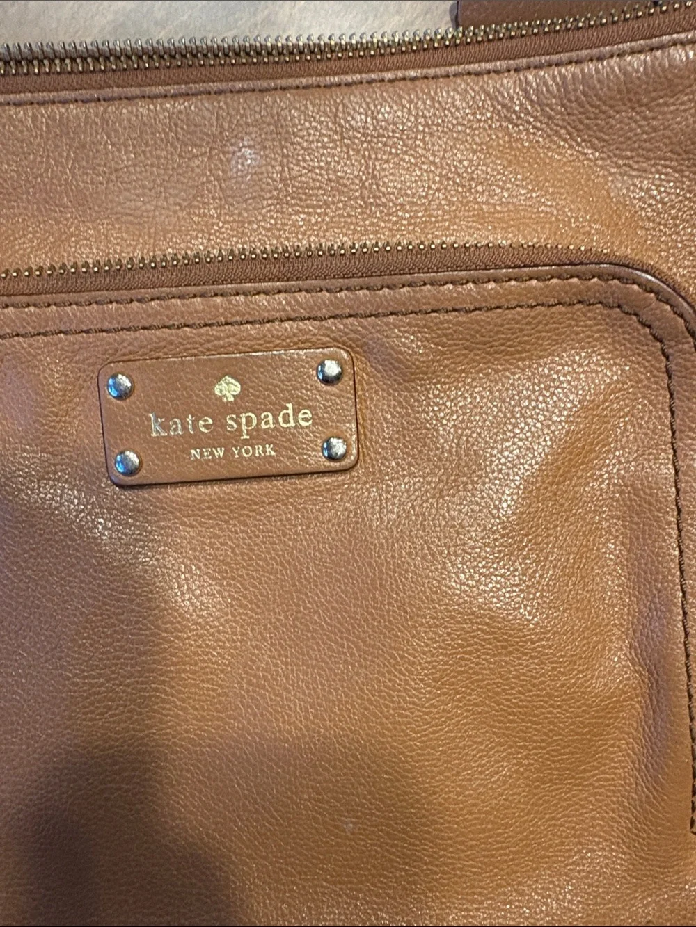 kate spade Tan/Brown Leather Crossbody with Front Zip Pocket